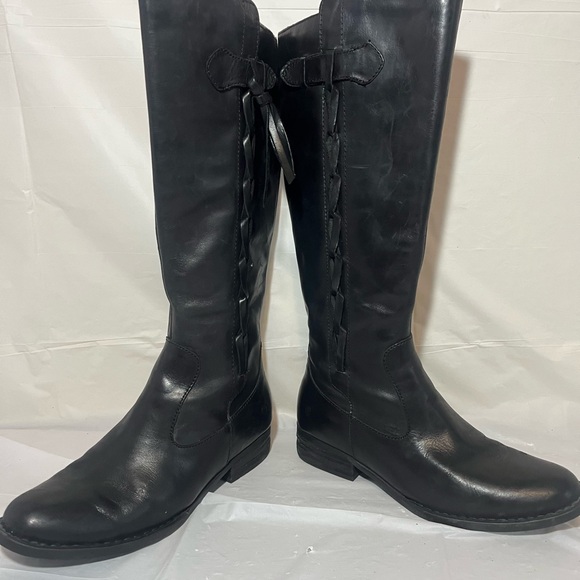 Born Cook Braided Side Leather Suede Tall Boots black size 8 - Picture 9 of 16